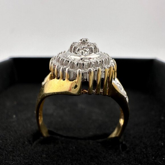 Marquise Cut 1/2 Carat Diamond Ring - Gold Overlaying Sterling Silver Size 8 - Picture 4 of 16